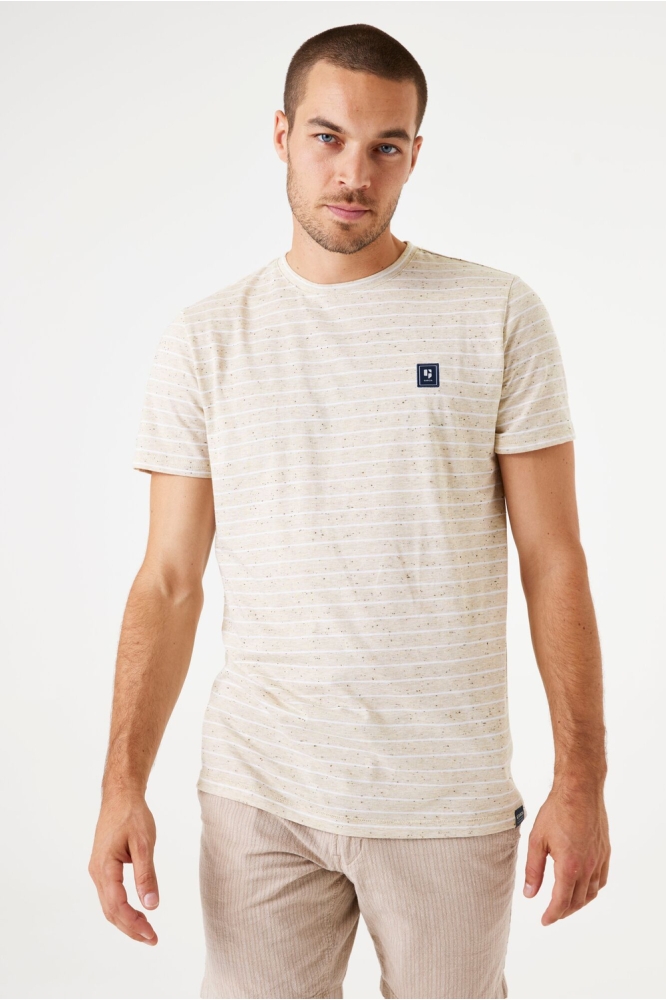 GESTREEPT T SHIRT E51204 822 SAND